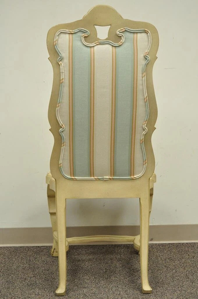 Vintage Swedish Rococo Italian Baroque Shell Carved Cream Painted Side Chair