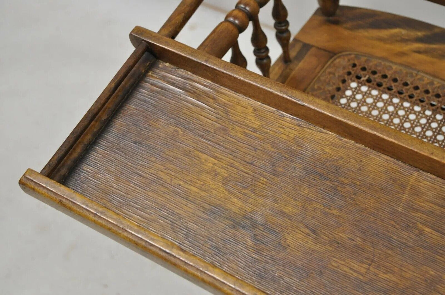 Antique Victorian Oak Convertible Pressed Back High Chair Baby Stroller