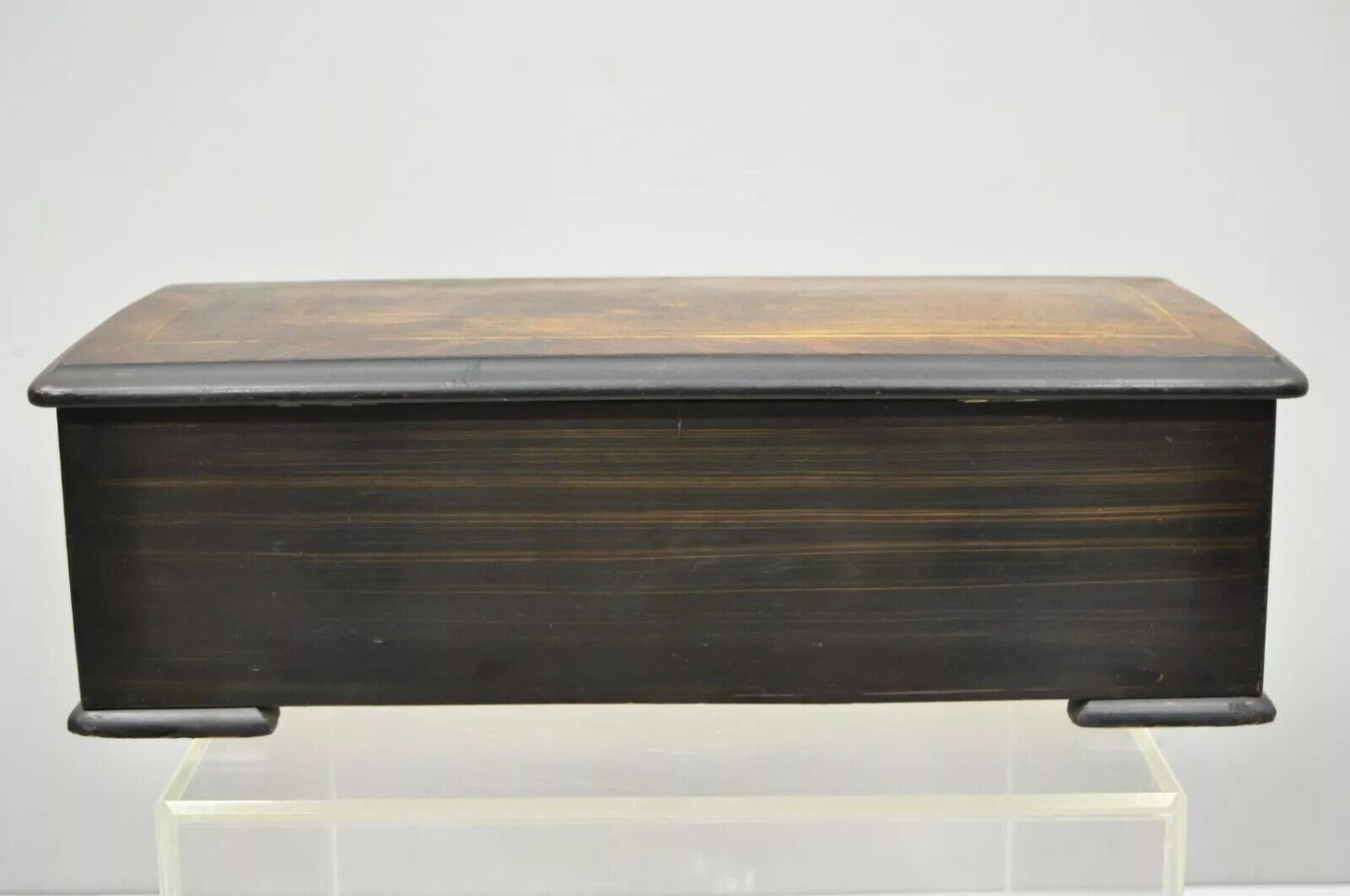 Antique Swiss Continental Marquetry Inlay Cylinder Music Box by A.V. Bornard