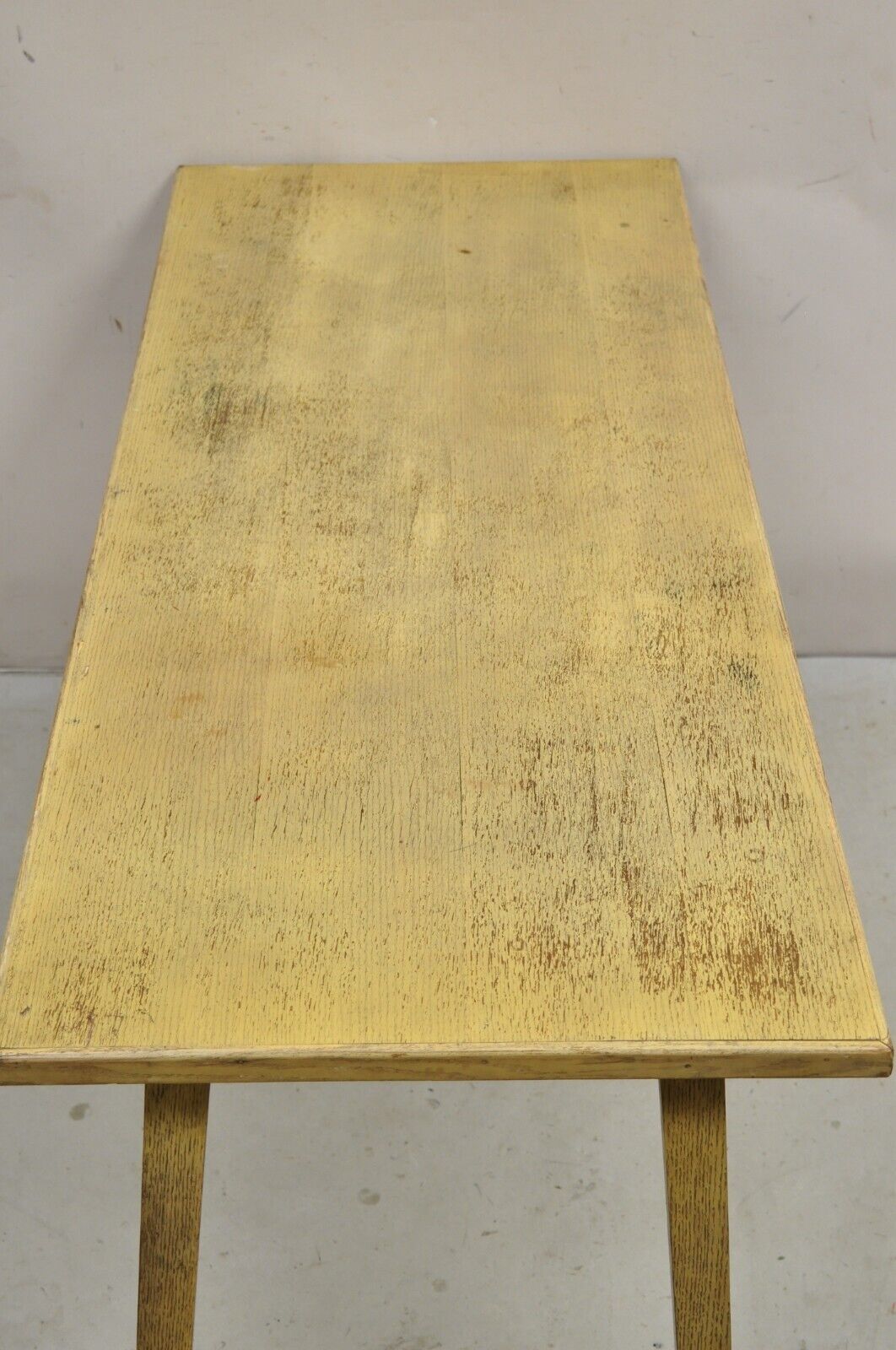 Vintage Mid Century Modern Bleached Mahogany Long Narrow Dining Potting Table