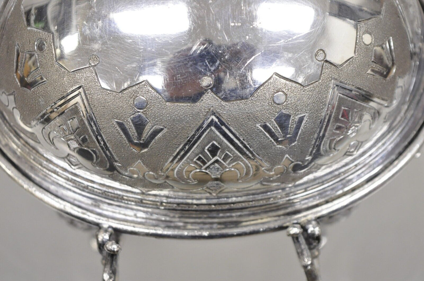 Antique English Edwardian Small Silver Plated Revolving Lid Butter Dish Server