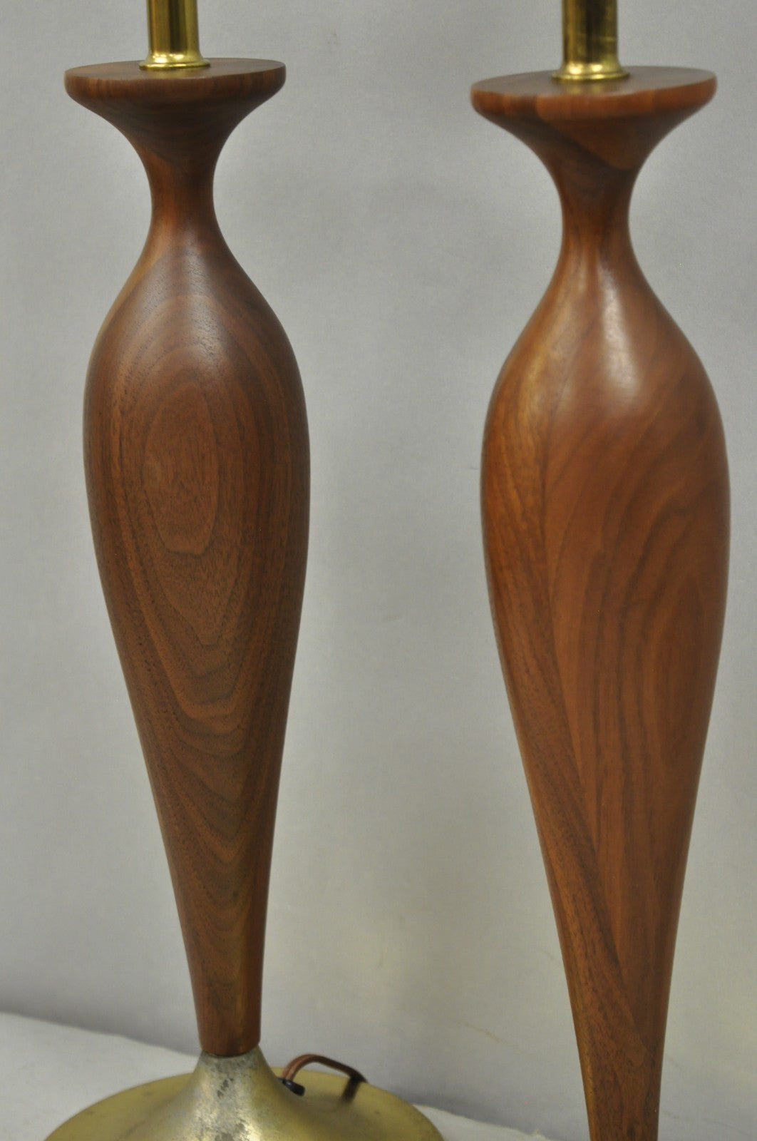 Vintage Mid Century Modern Tony Paul for Westwood Walnut Table Lamps - a Pair