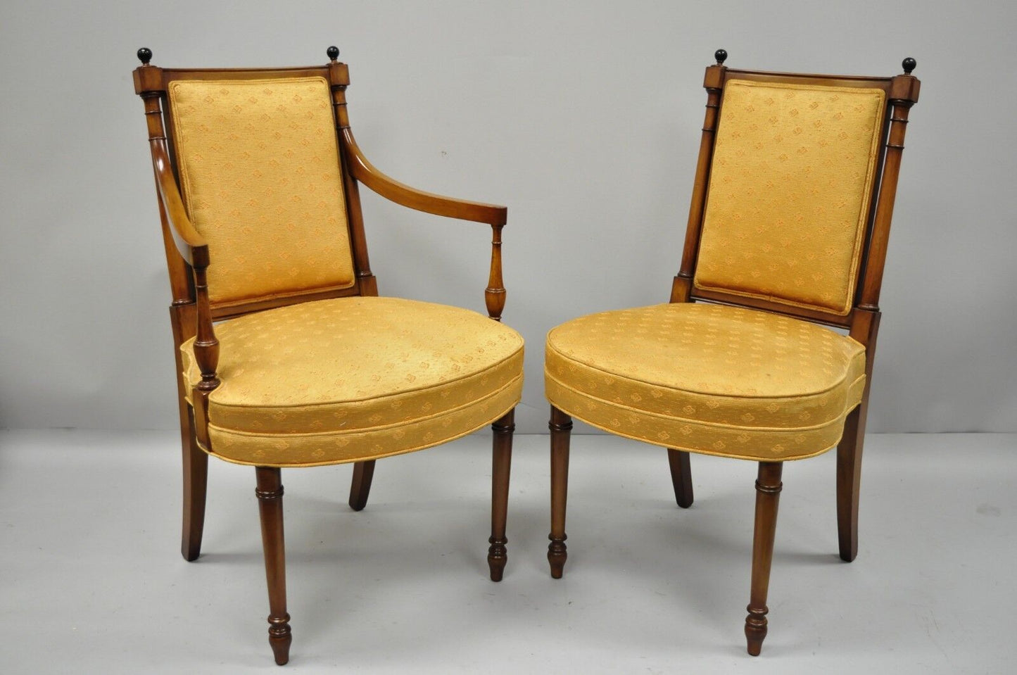 Maslow Freen French Empire Style Mahogany Upholstered Dining Chairs - Set of 8