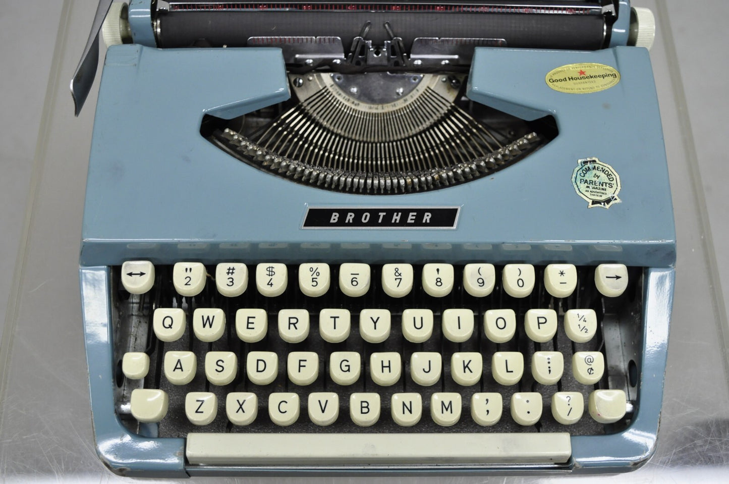 Vintage Brother Webster XL-747 Portable Typewriter Baby Blue with Metal Case