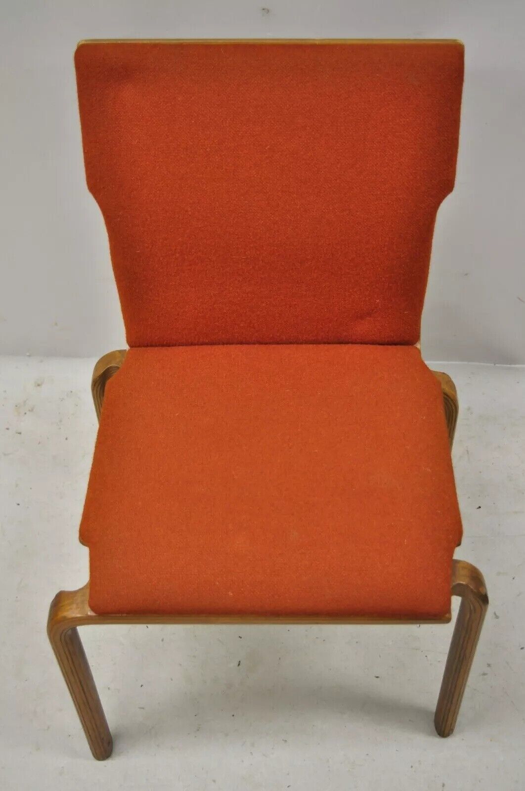 Mid Century Modern Sanders Bentwood Orange Stacking Dining Side Chair
