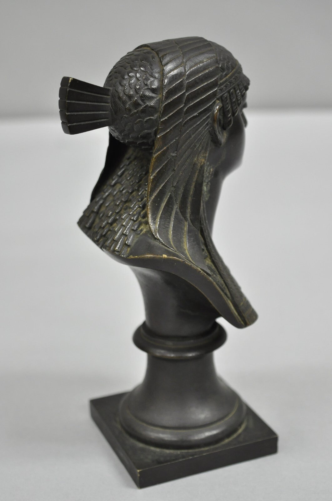 Antique Egyptian Revival Small 7" Bronze Grand Tour Bust of a Pharaoh