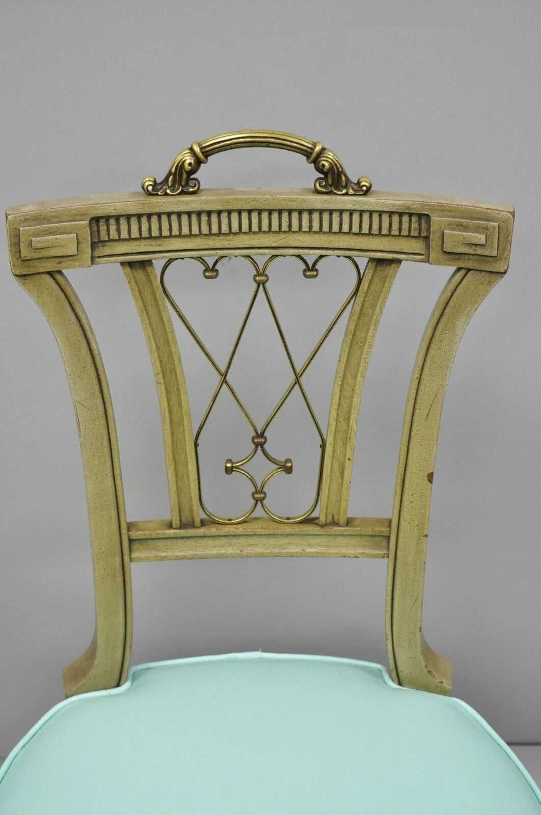 Vintage French Regency Style Mahogany Side Chairs w/ Brass Handles - a Pair