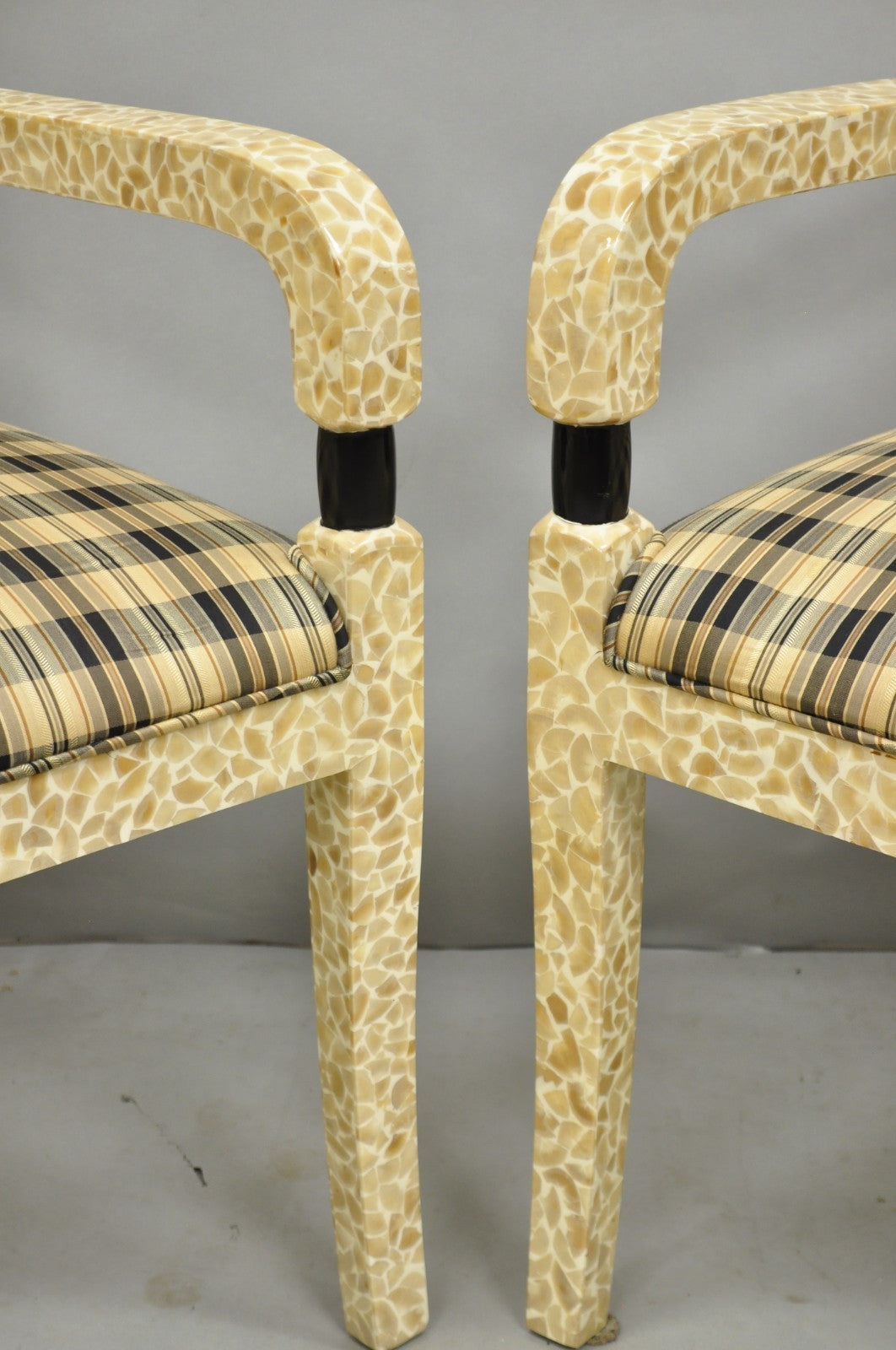 Enrique Garcel Tessellated Stone Inlay Regency Style Dining Chairs - Set of 6