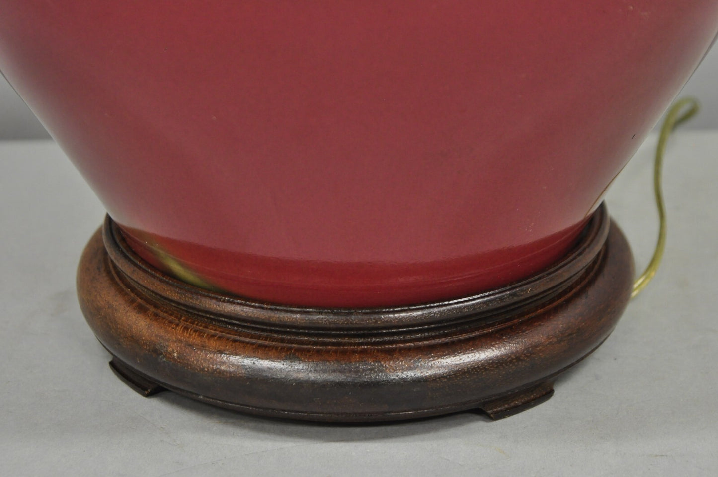 Antique Chinese Oxblood Red Glazed Porcelain Bulbous Jardinierie Table Lamp