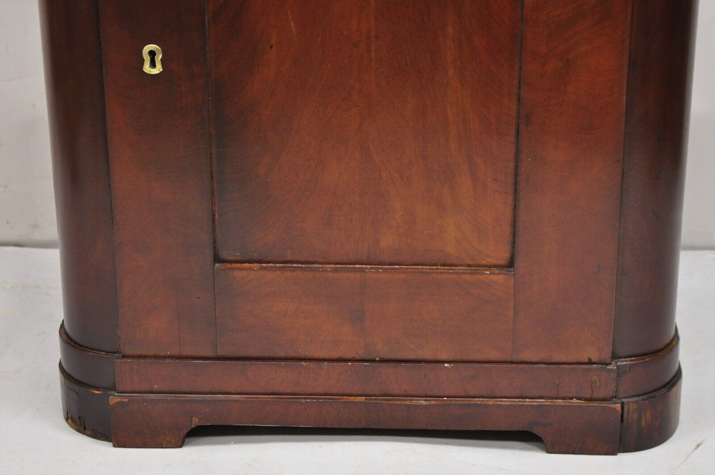 Antique 19th C. American Sheraton Crotch Mahogany Single Door Commode Cabinet