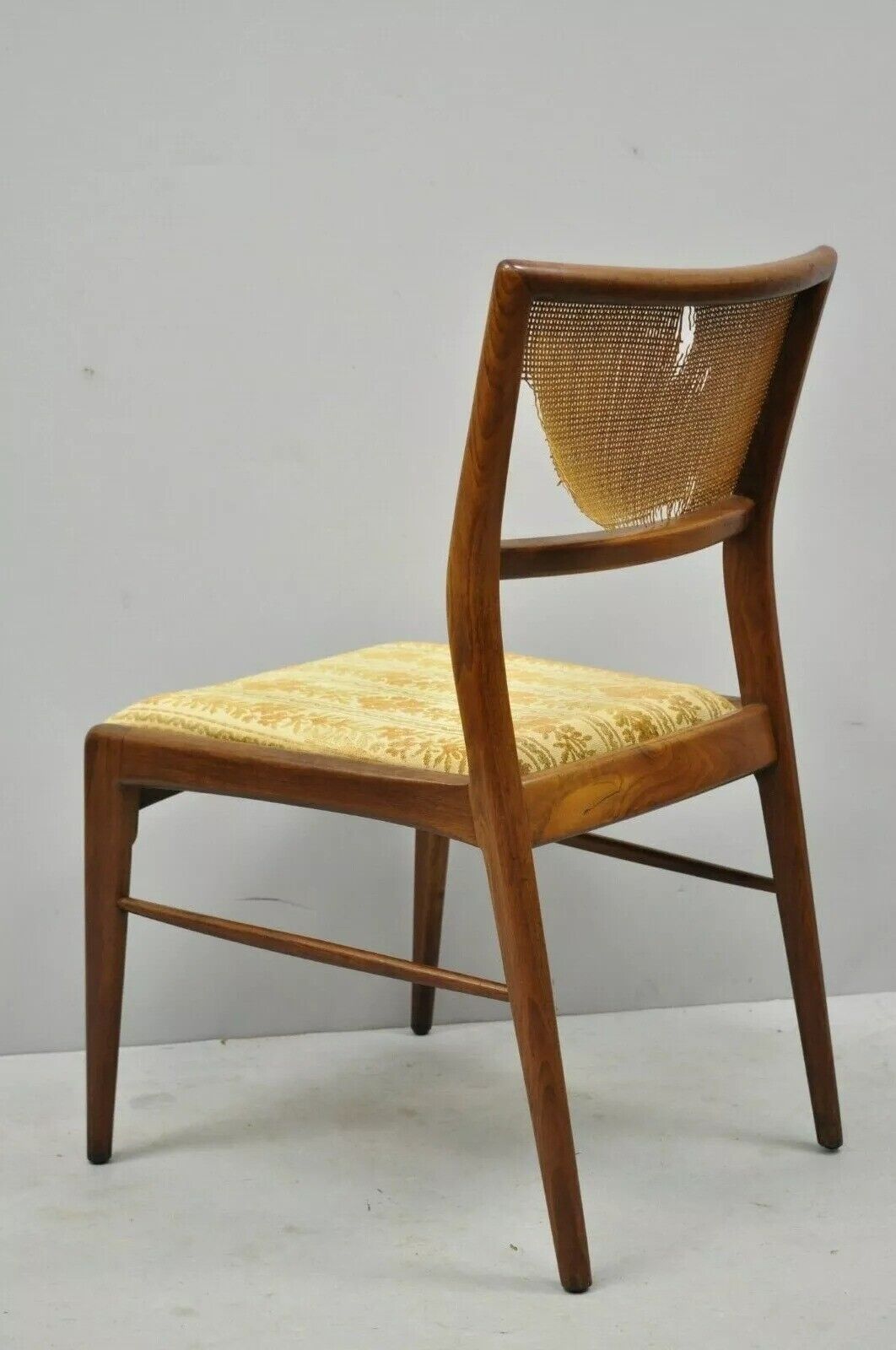 Vintage Mid Century Modern Paul McCobb Style Walnut Cane Dining Chairs - Set 4