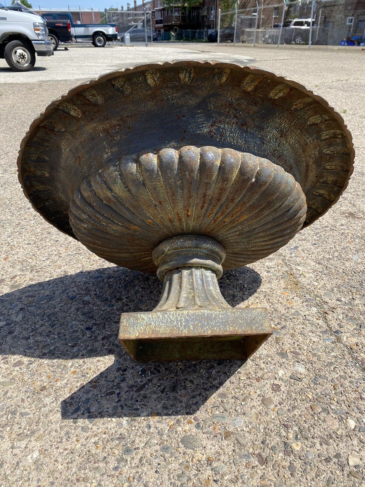 Cast Iron Low and Wide 38" Round French Classic Style Outdoor Garden Urn Planter