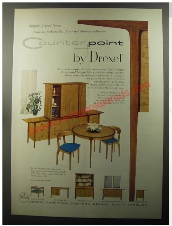 Vintage John Van Koert Drexel "Counterpoint" Cherry Dining Side Chair - a Pair