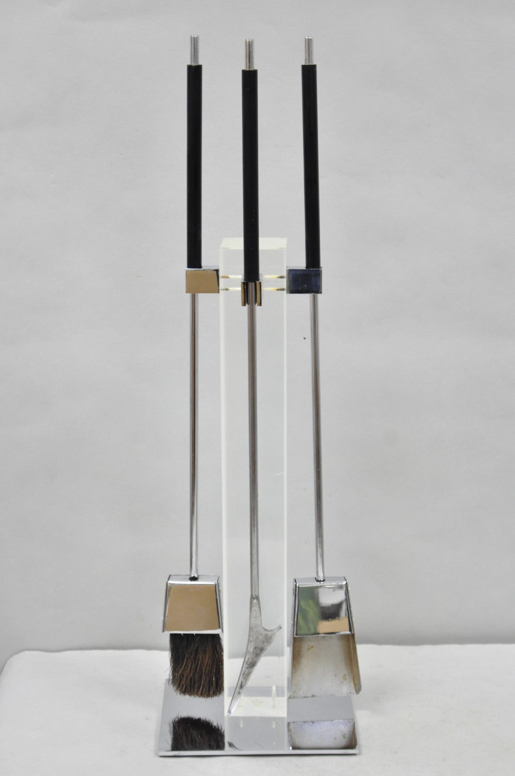Danny Alessandro Albrizzi Vintage Modernist Lucite & Chrome Fireplace Tool Set