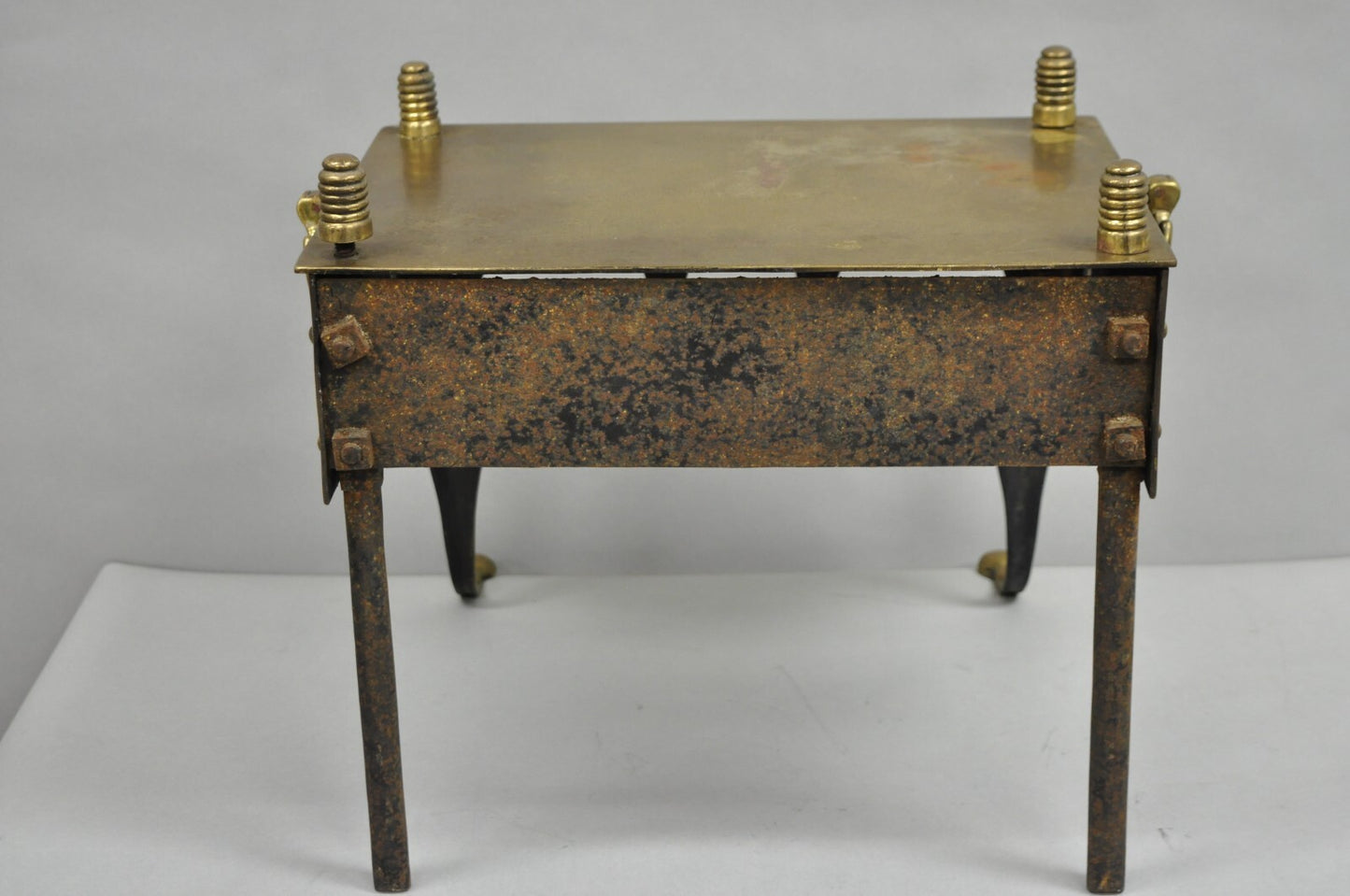 Antique English Victorian Brass Cabriole Leg Fireplace Hearth Footman Trivet