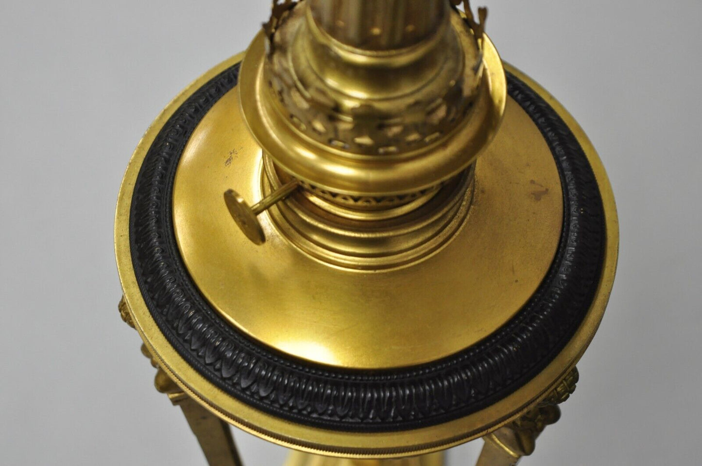 Vintage French Empire Style Figural Woman Black & Gold Brass Table Lamps - Pair
