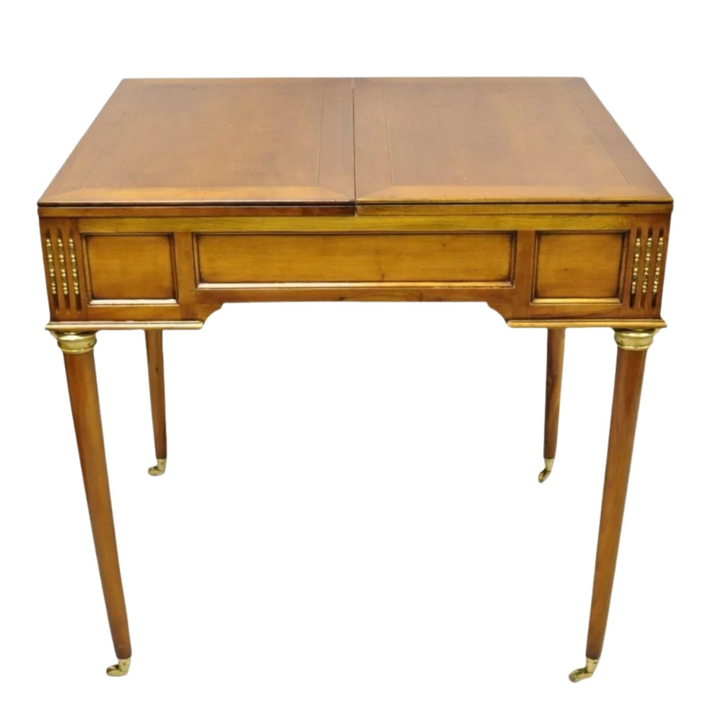 Vintage French Louis XVI Style Cherry Wood Flip Top Backgammon Card Game Table