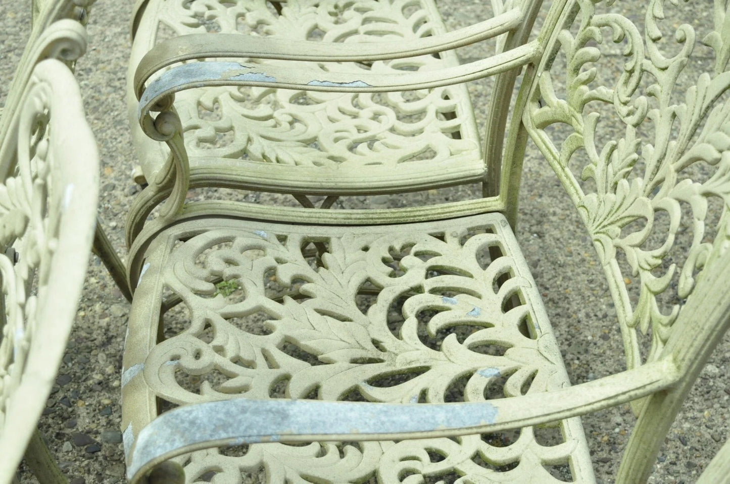 Cast Aluminum Leafy Scroll Outdoor Patio Dining Arm Chairs - Set of 4