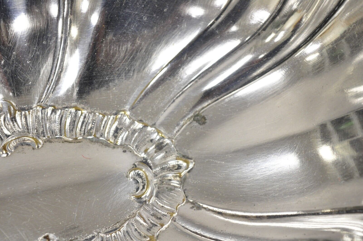 Vintage English Victorian Floral Repousse Ornate Twin Handle Footed Dish Bowl