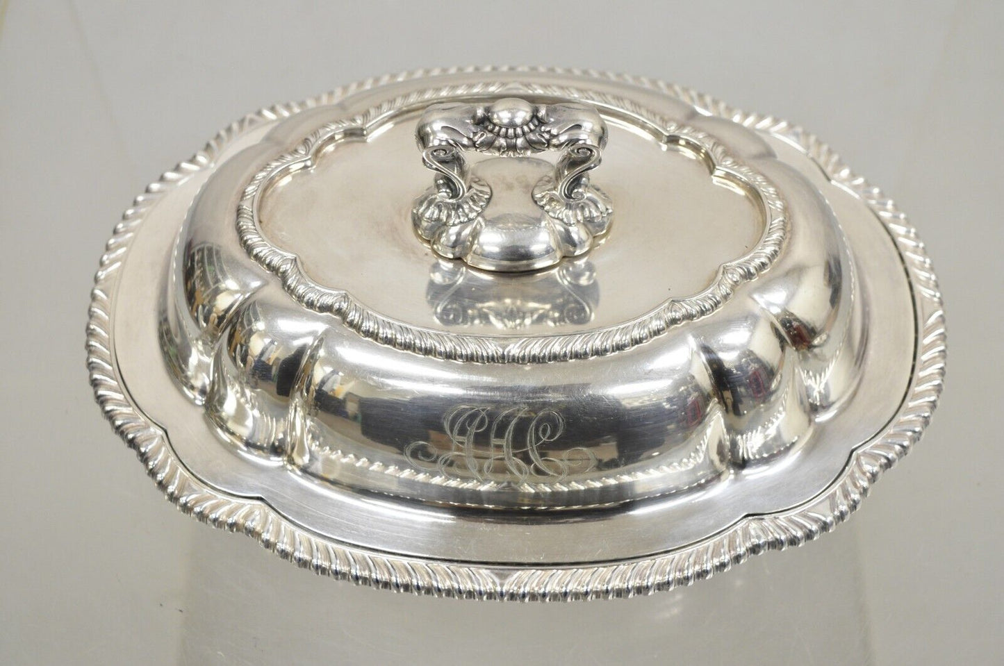 Antique GM Co Victorian Silver Plated Covered Vegetable Dish Serving Platter