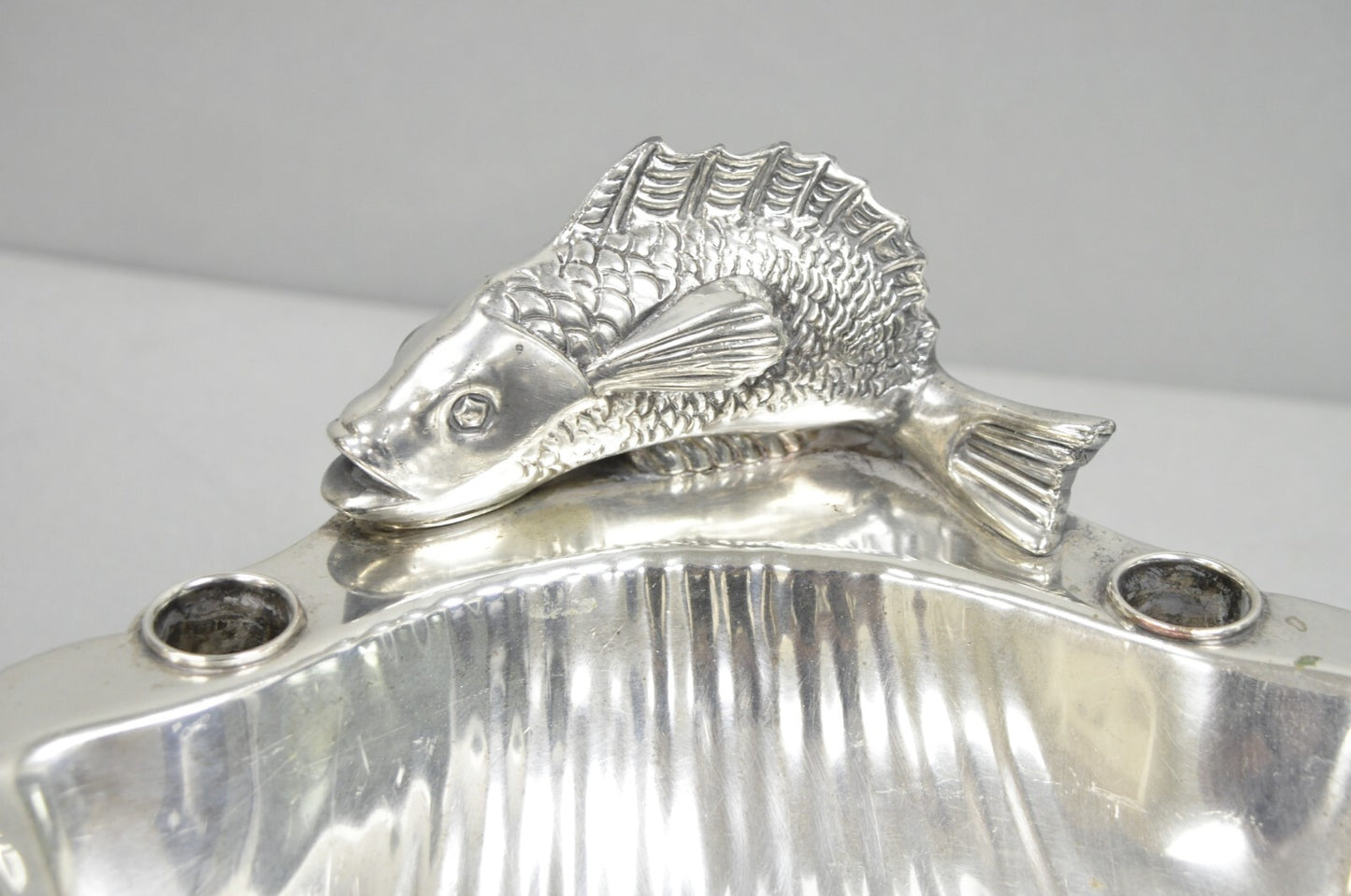 Vintage English Regency Sheffield Silver Plated Fish Clam Shell Serving Platter