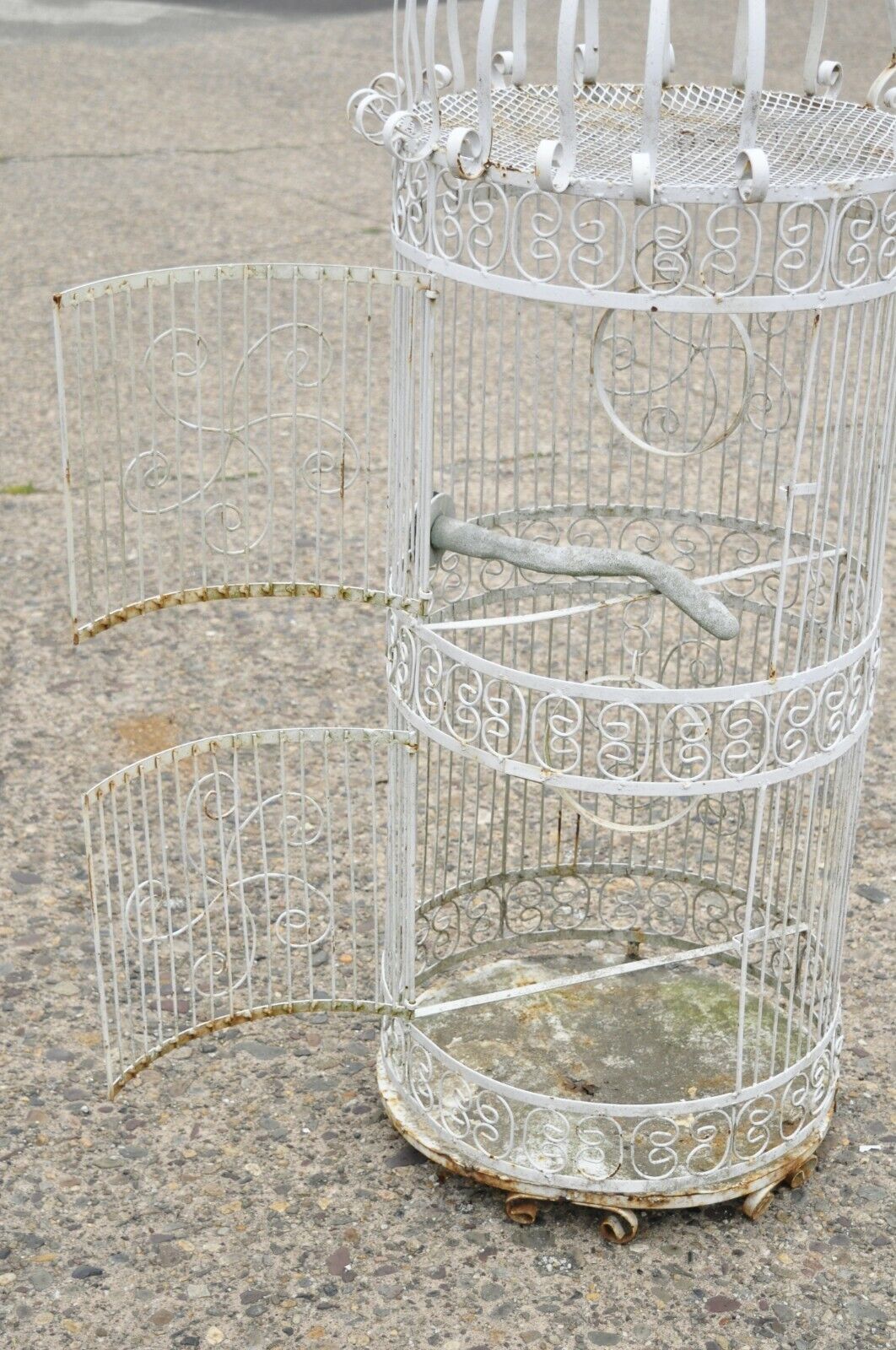 Vintage Wrought Iron Victorian Style Scrolling Wire Metal 58" Garden Birdcage