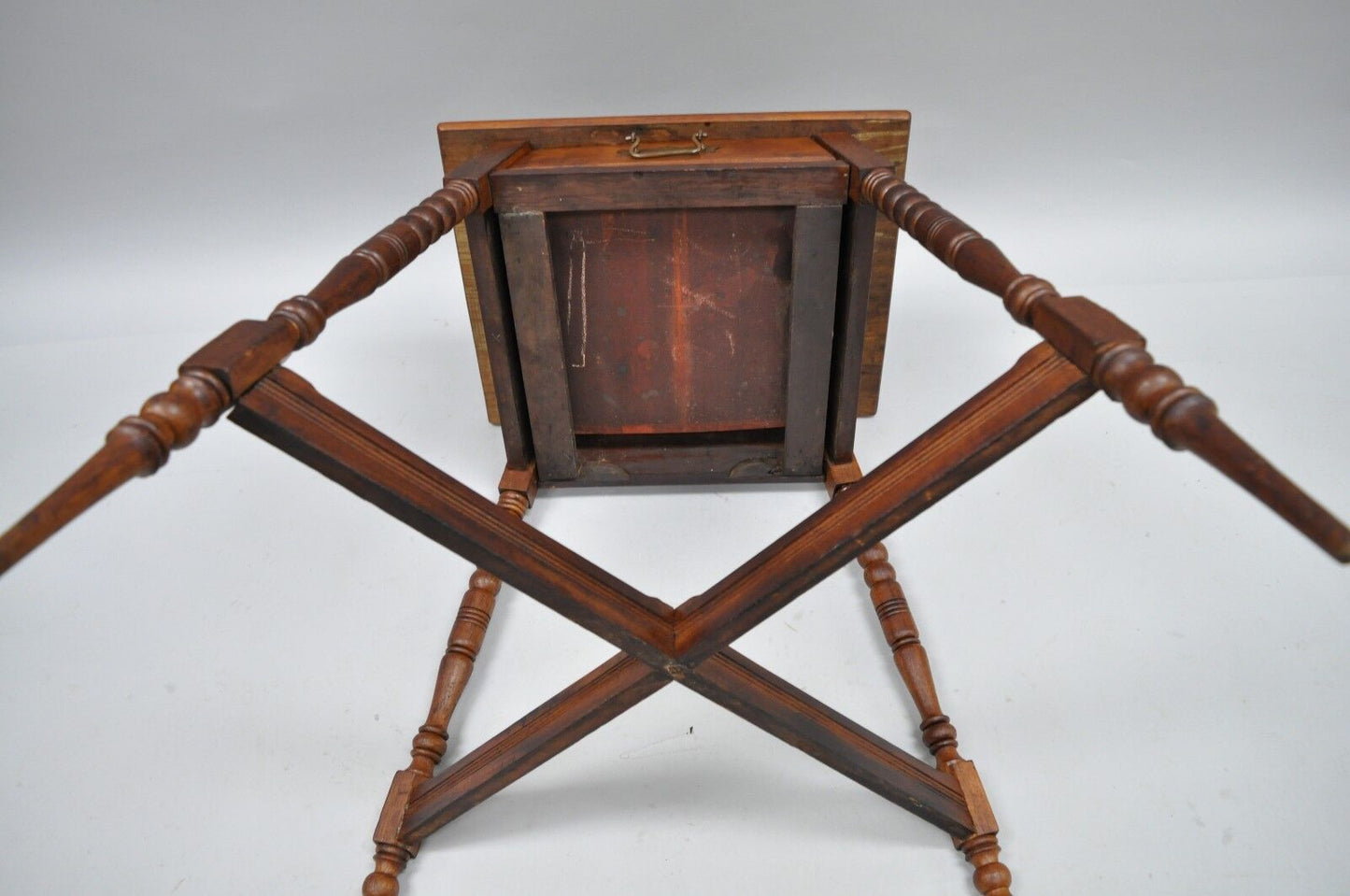 Antique Eastlake Victorian Turn Carved Spindle Leg Walnut Plant Stand Fern Table