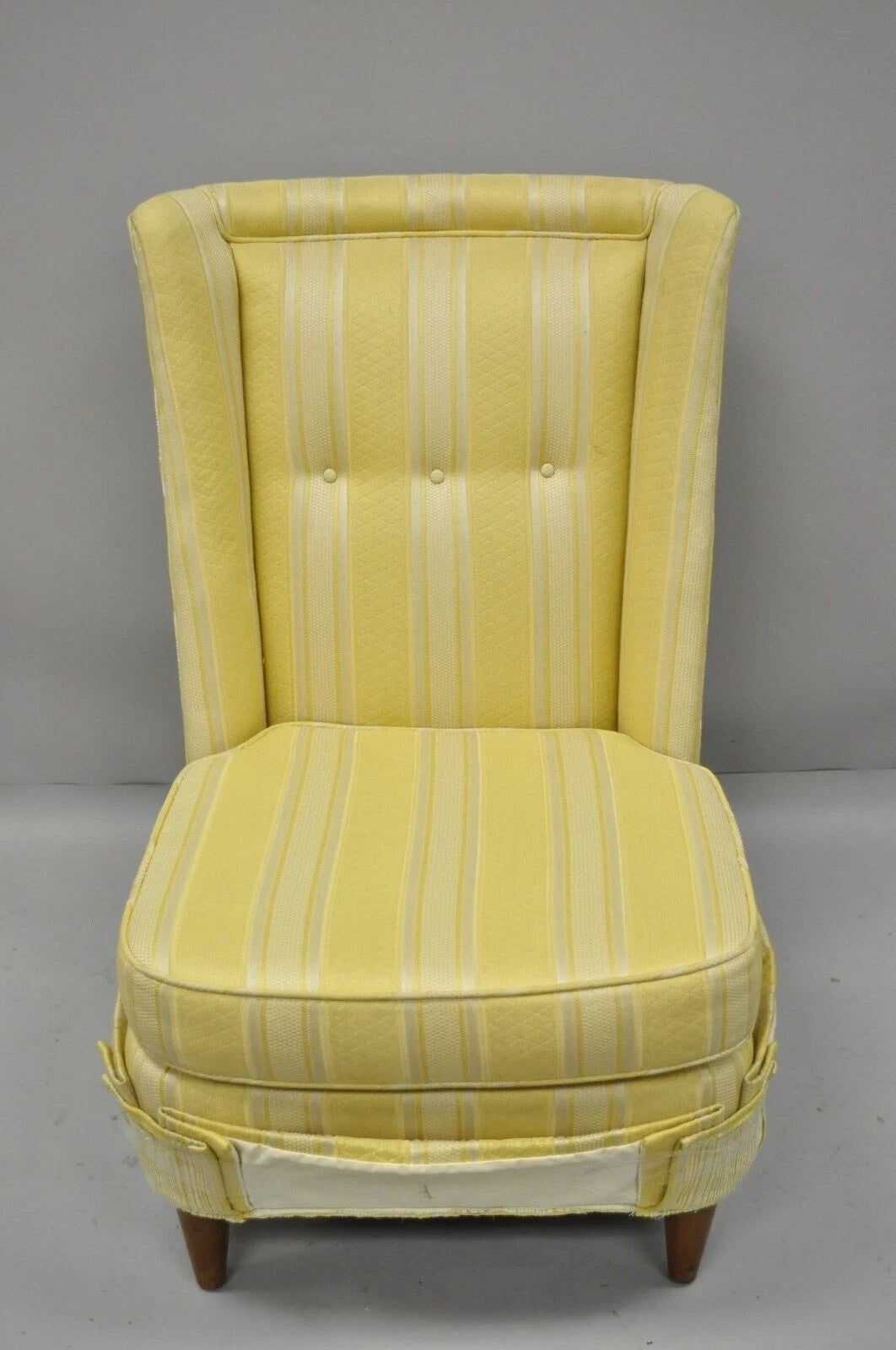 Paul Laszlo Mid Century Modern Upholstered Barrel Wing Back Slipper Lounge Chair