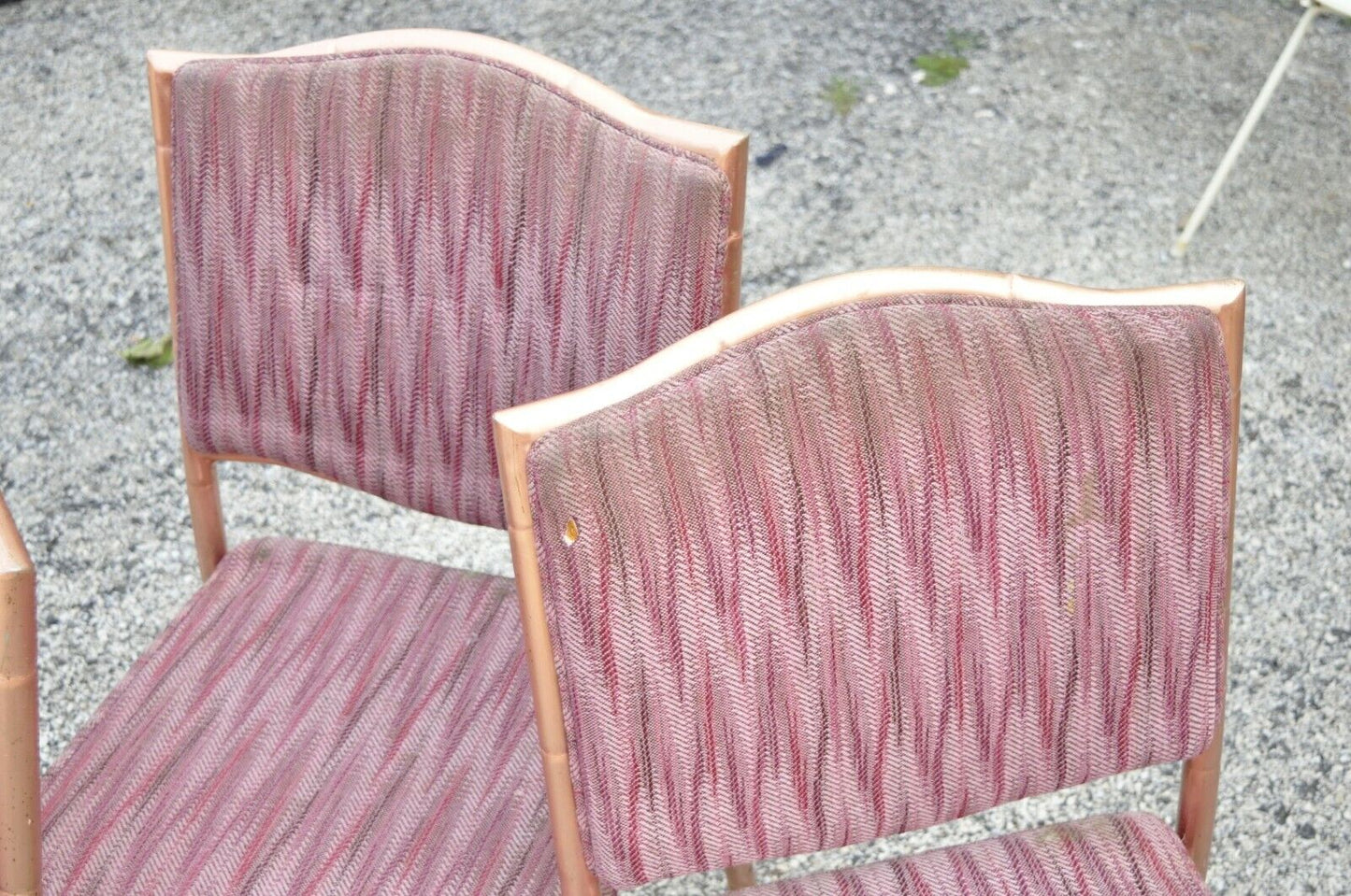 Shelby Williams Faux Bamboo Pink Rose Gold Upholstered Banquet Chairs - Set of 6