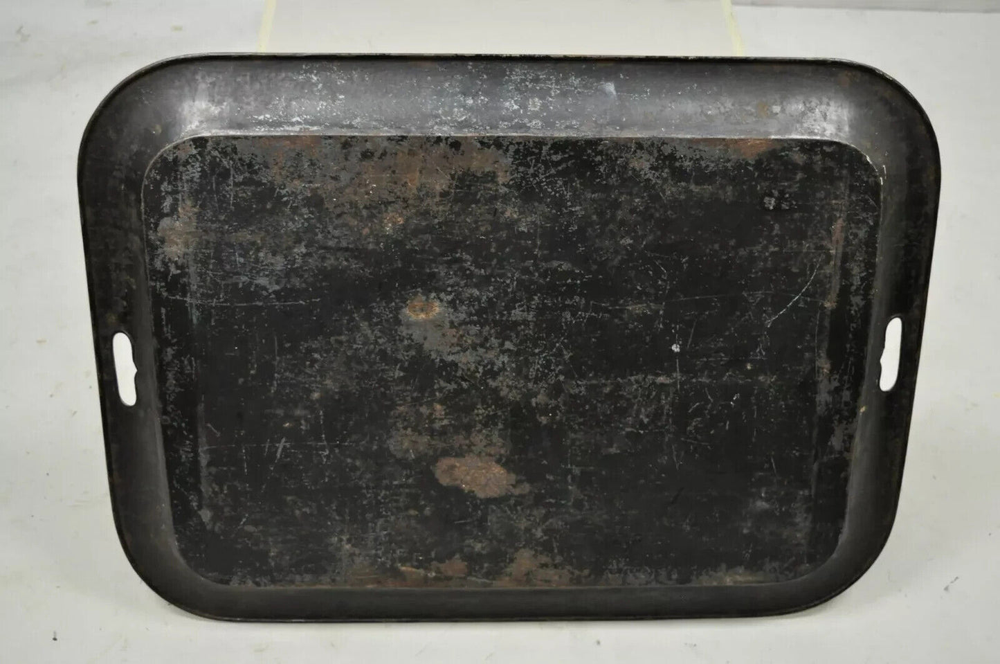 19th Century English Regency Tole Metal Toleware Hand Painted Tray Crown Shield