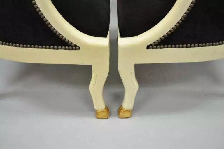 Vintage Regency Neoclassical Style Ram's Head Hoof Feet Club Chairs - a Pair