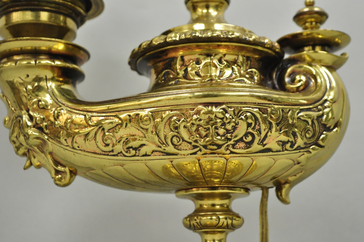 Antique Wild & Wessel Italian Classical Style Brass Figural Lantern Desk Lamp