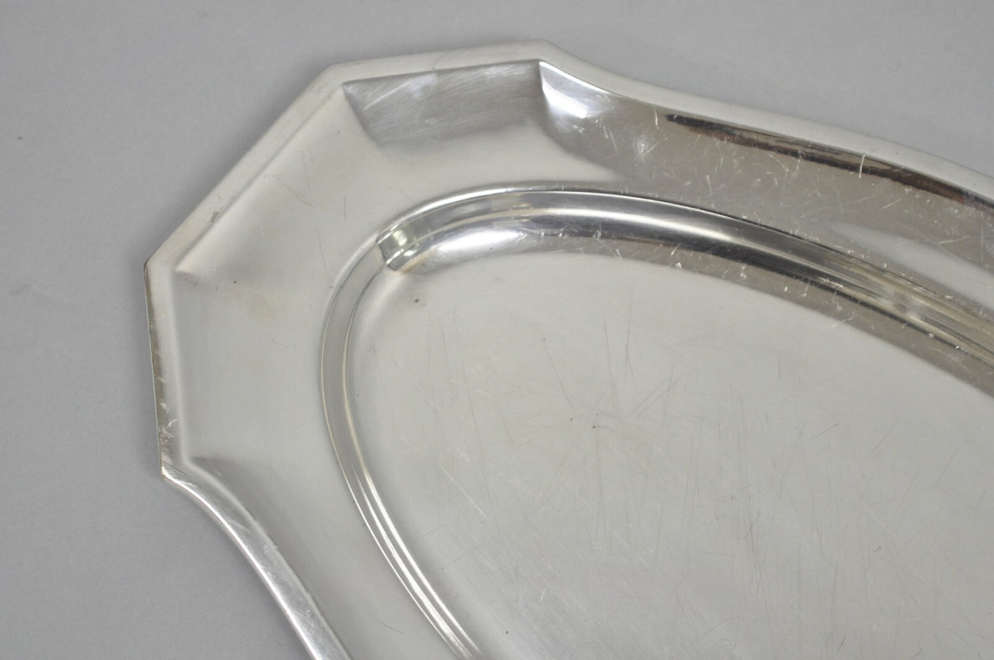 Antique English Edwardian Silver Plated 21" Serving Platter Tray w/ "S" Monogram