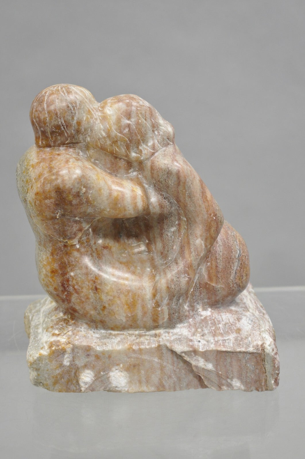 Morton Gaffin "Lovers Embrace" Modernist Carved Alabaster Marble Nude Sculpture