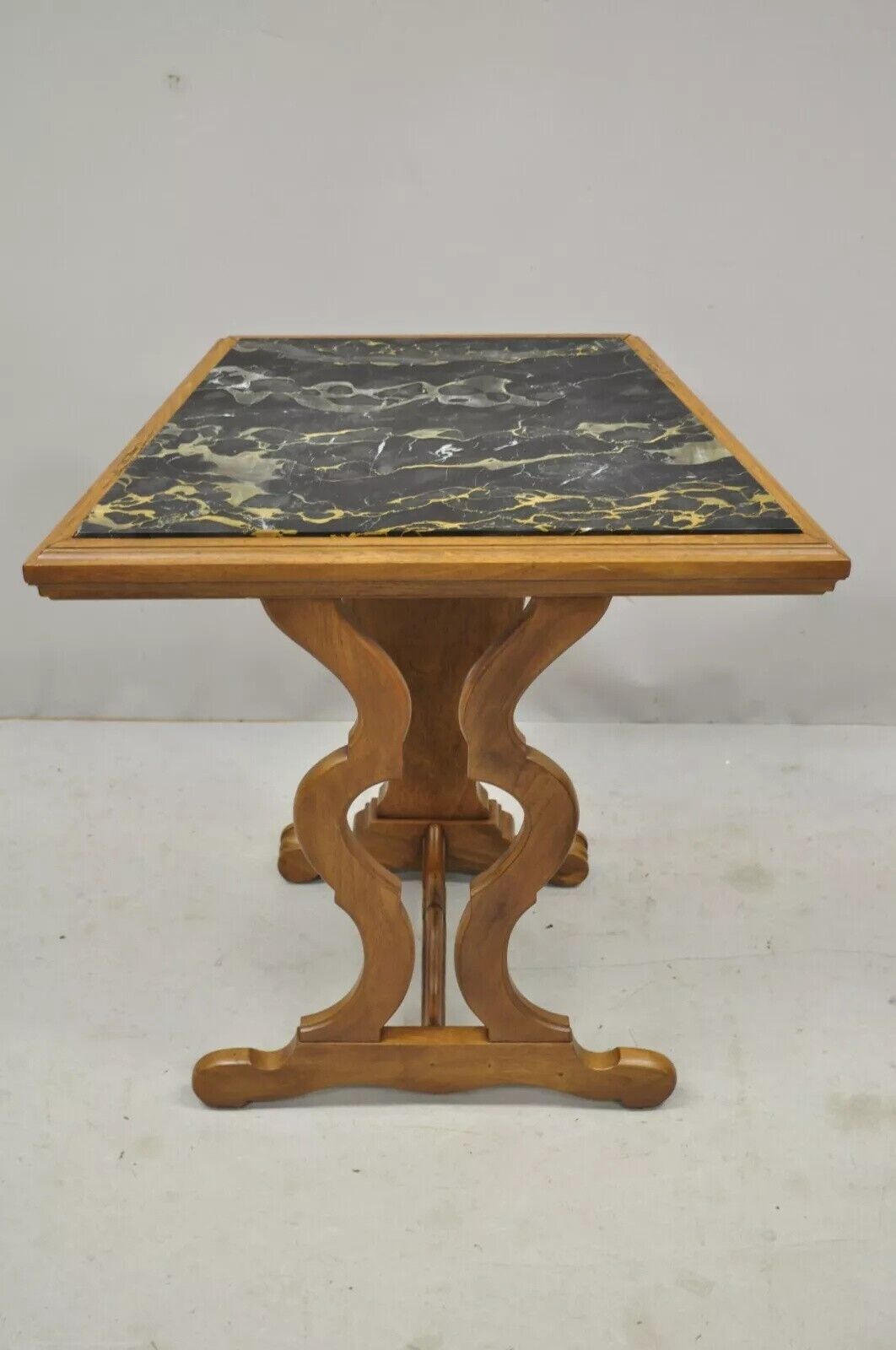 Italian Renaissance Figural Carved Marble Top Side Table with Winged Cherub Head