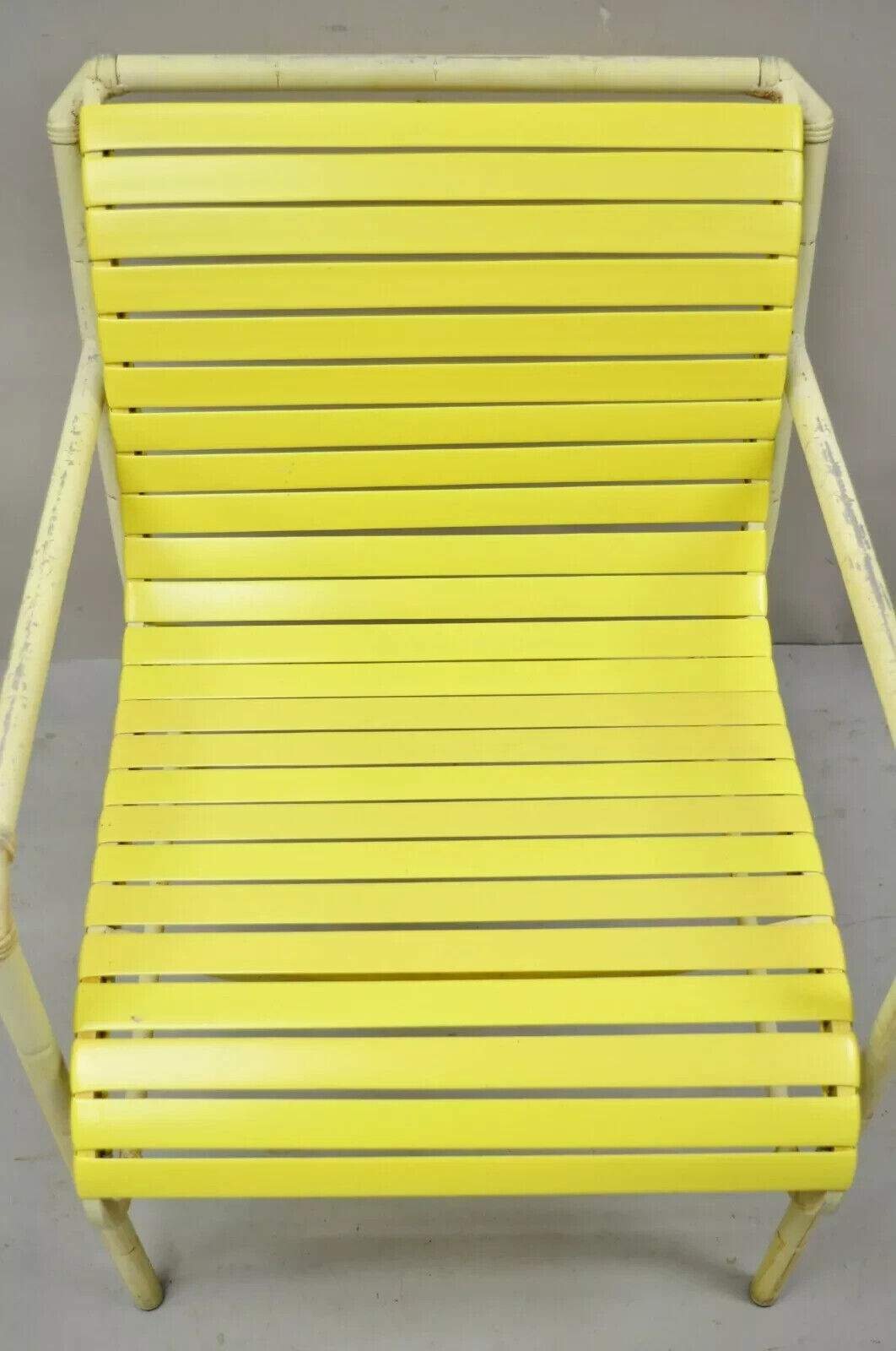 Vintage Faux Bamboo Aluminum Yellow Hauser Pool Patio Dining Chairs - Set or 4