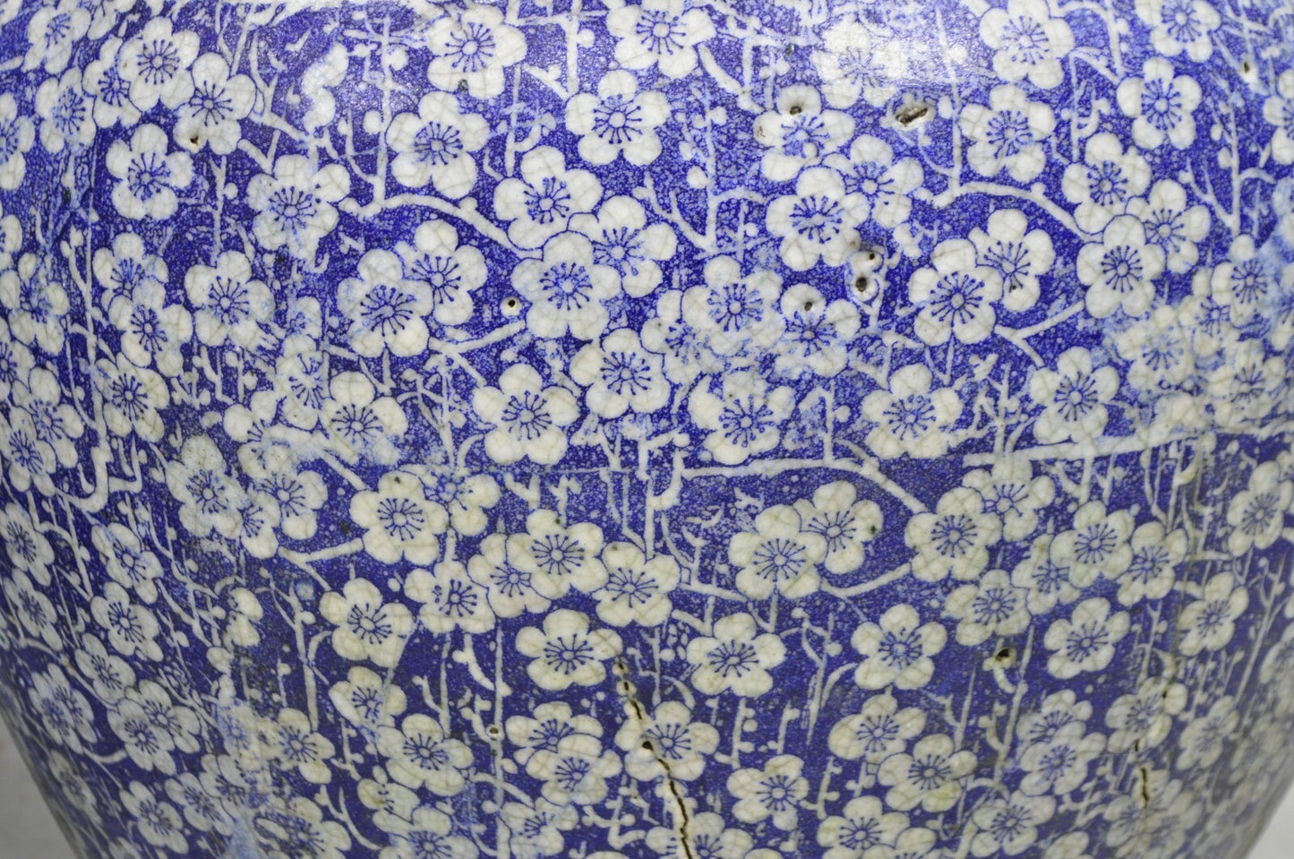 Antique Chinoiserie Large Blue White Terracotta 23" Jardiniere Planter Pot Pair
