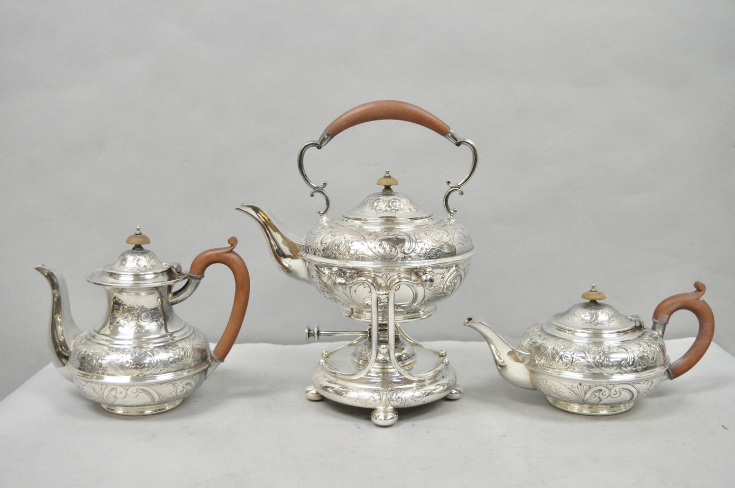 Antique Barker Ellis English Victorian Silver Plated Tea Set w/Tray - 7 Pc Set