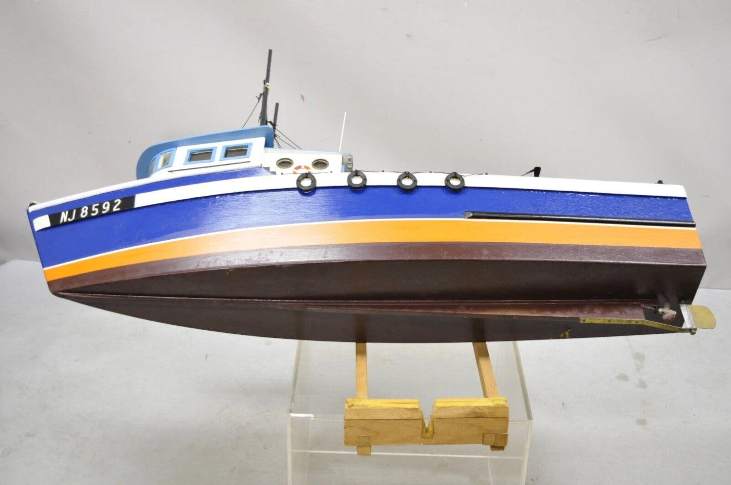 Vintage Arts & Crafts Large 48" Fishing Shrimp Boat Ship Model A - Rab NJ 8592