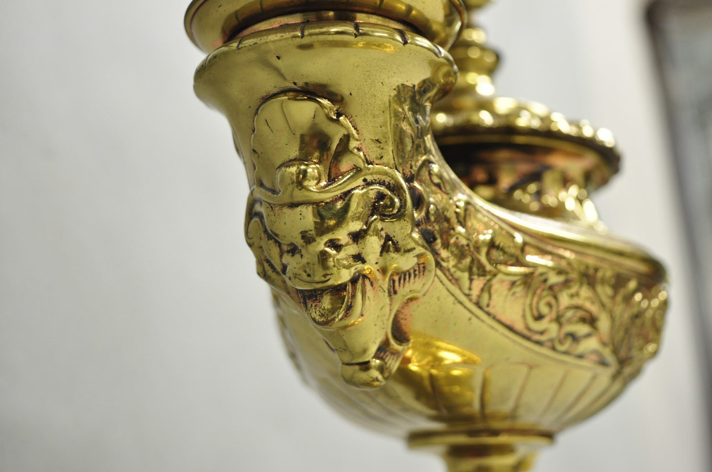 Antique Wild & Wessel Italian Classical Style Brass Figural Lantern Desk Lamp