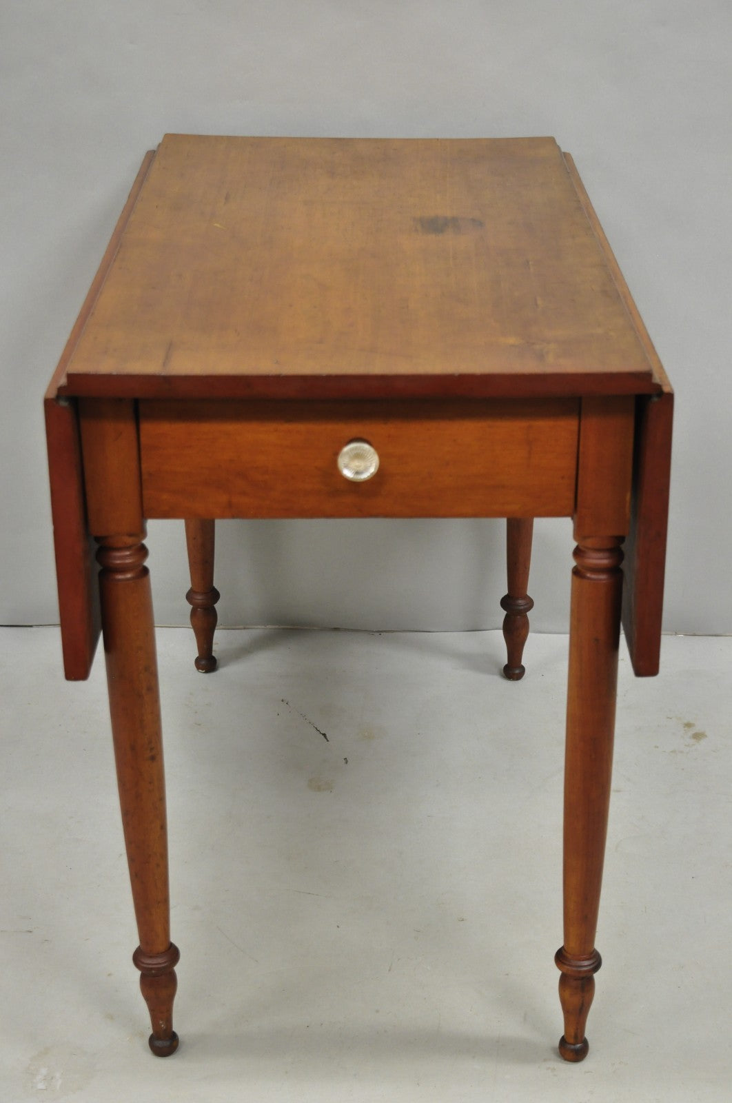 Antique French Country Farmhouse Cherry Wood Drop Leaf Pembroke Dining Table