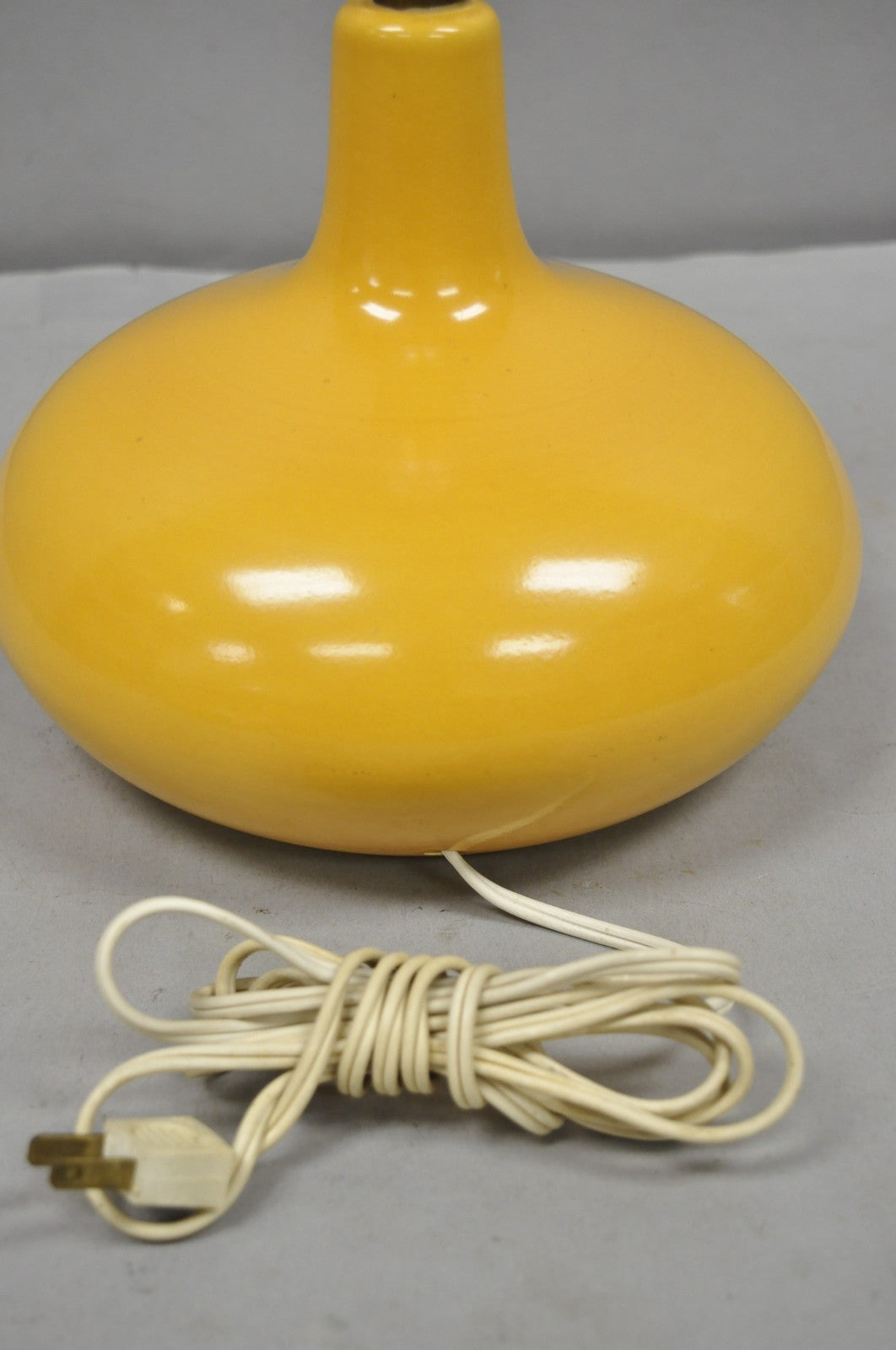 Mid Century Modern Lotte and Gunnar Bostlund Mustard Yellow Ceramic Table Lamp
