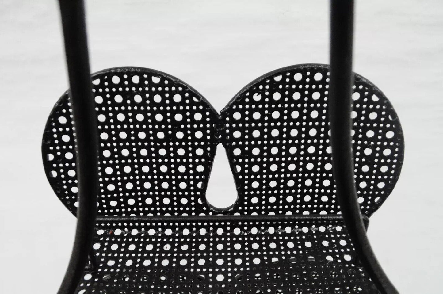 Mathieu Mategot Mid Century Modern Black Hairpin Metal Mesh 2 Tier Magazine Rack
