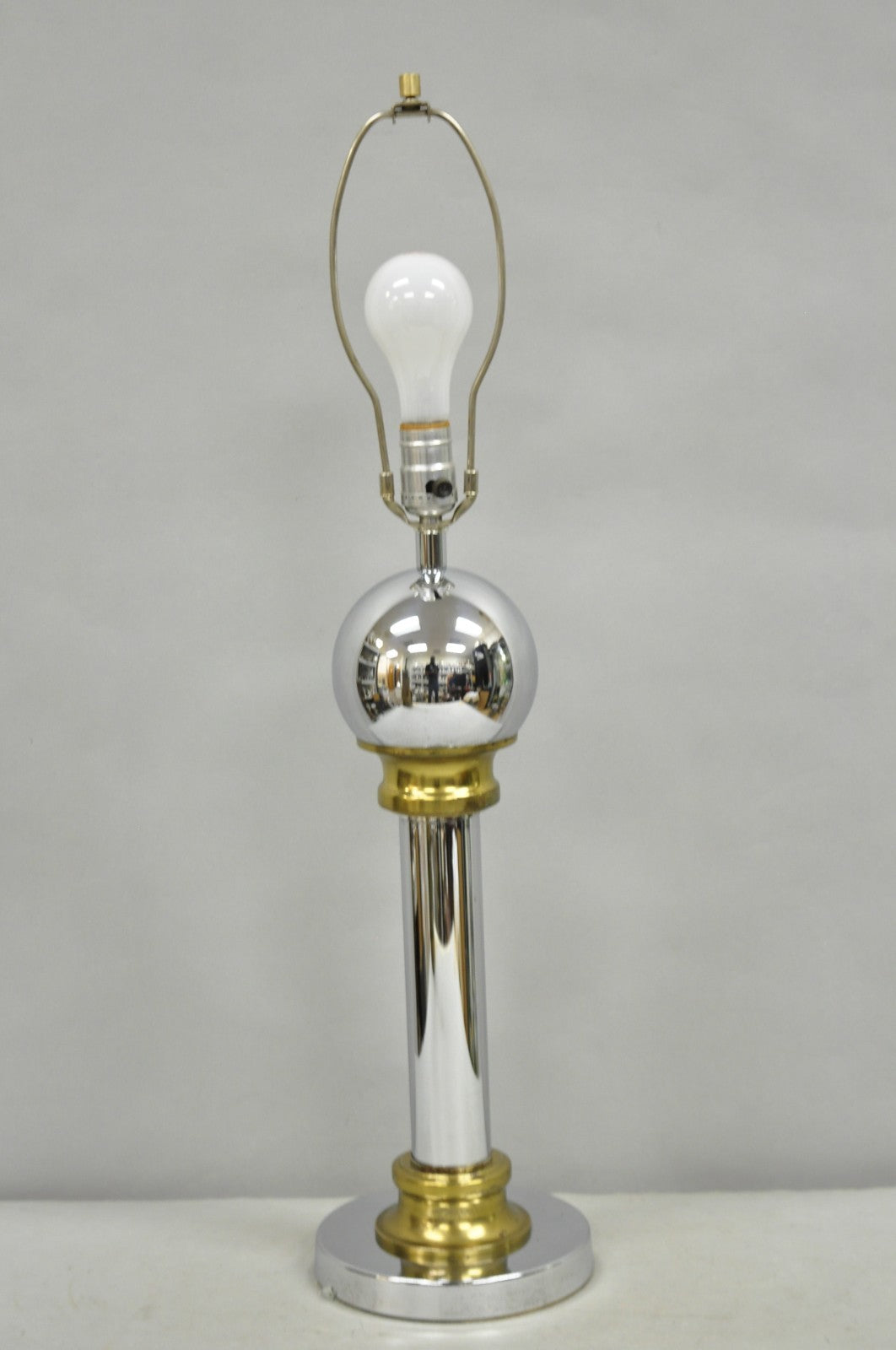 Vintage Mid Century Modern Chrome Ball & Column George Kovacs Style Table Lamp