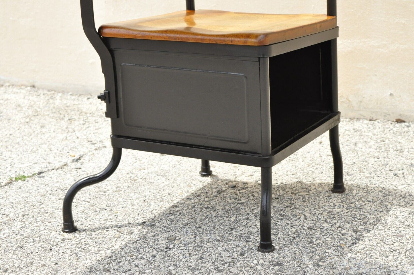 Antique American Industrial Iron and Maple Childs School Writing Desk