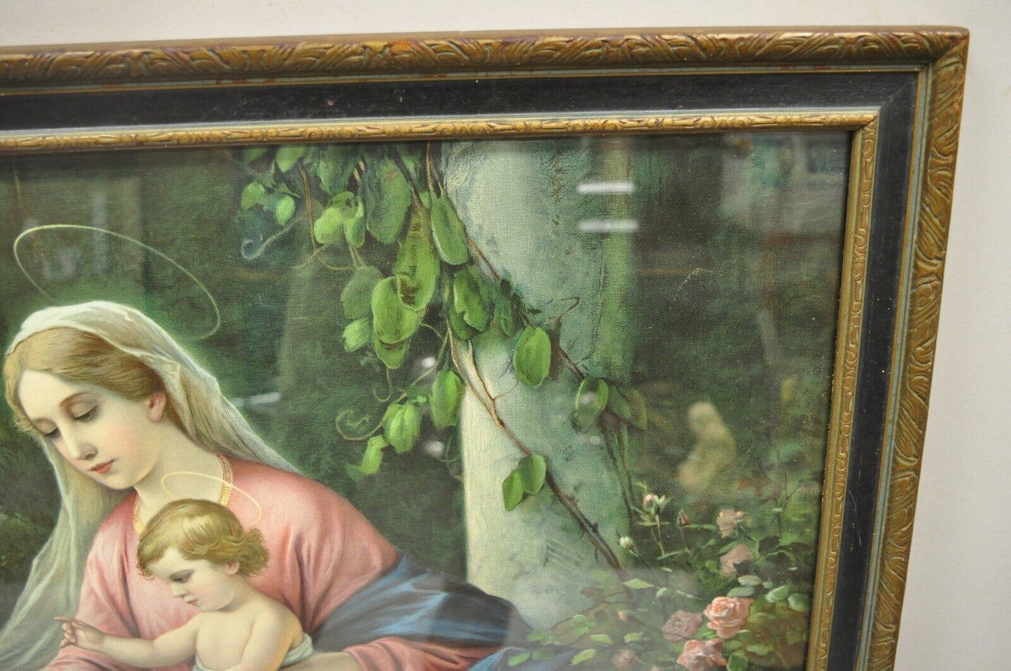 Vintage Mataloni Giovanni Large Art Print of Mary Jesus Lamb Angels