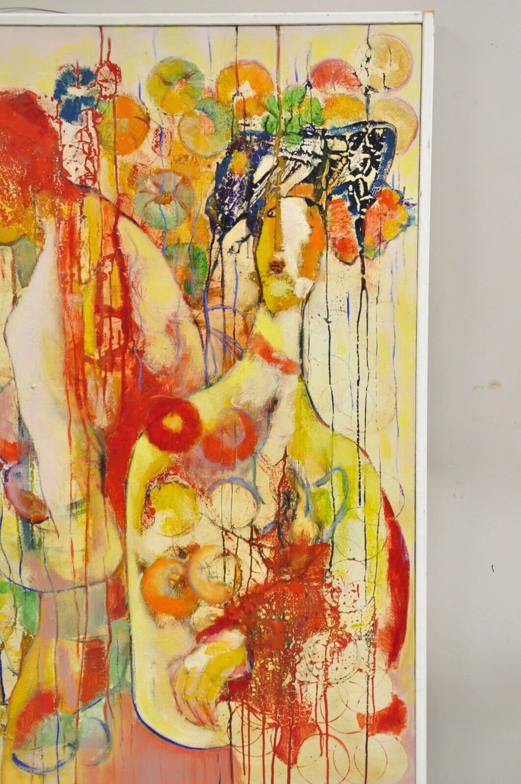 Alfonso Caliendo Abstract "3 Women" Large Oil on Canvas Mid Century Modern Art