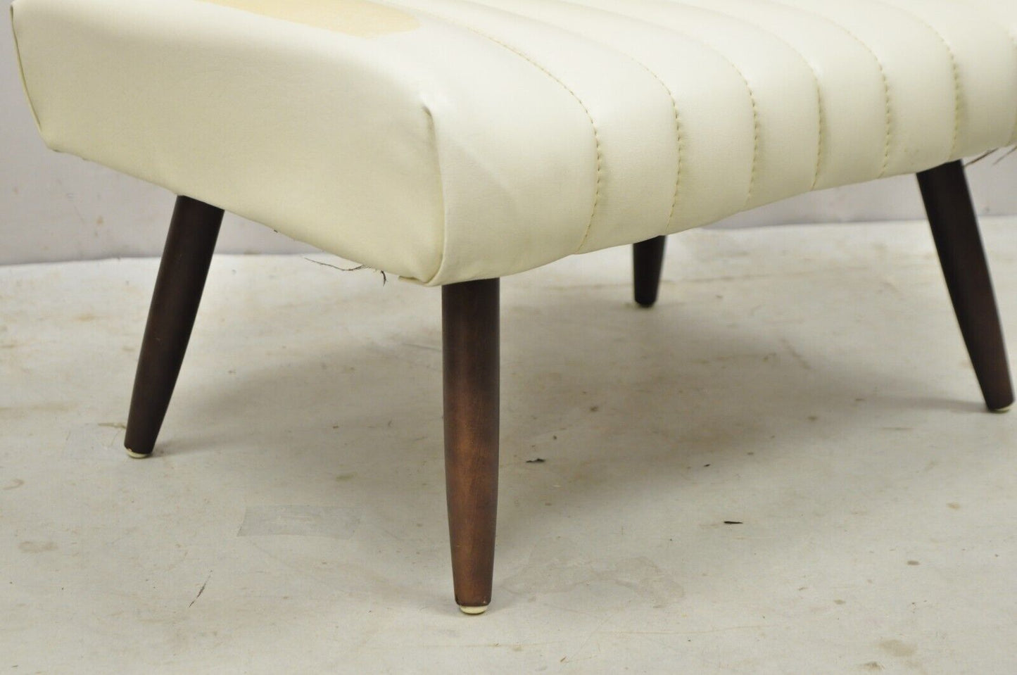 Vintage Mid Century Modern Adjustable Angle Ottoman Footstool with Wooden Legs