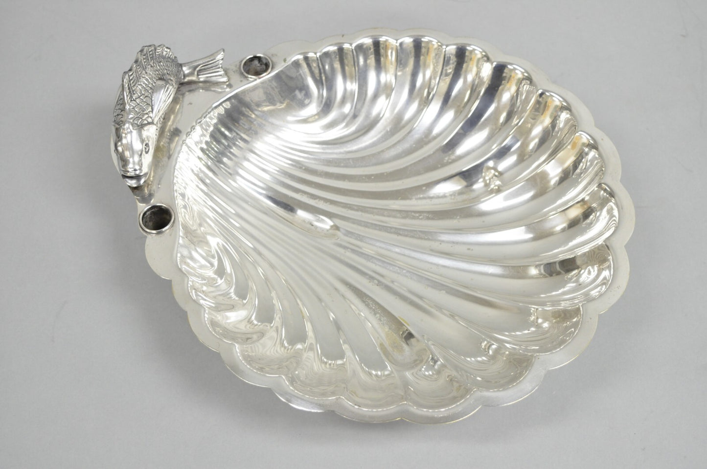 Vintage English Regency Sheffield Silver Plated Fish Clam Shell Serving Platter