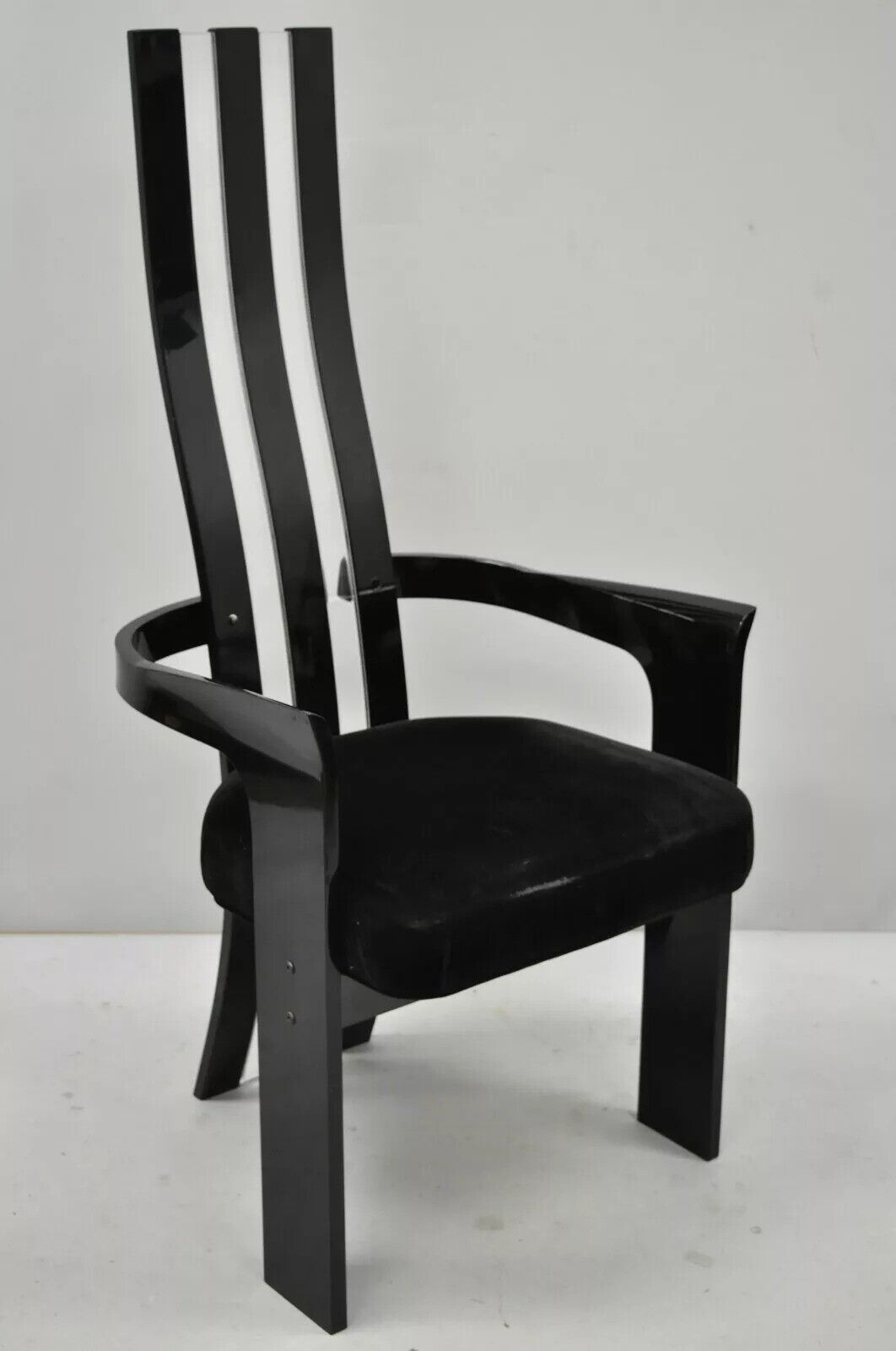 Vintage Black and Clear Lucite High Back Sculptural Dining Chairs - Set of 4